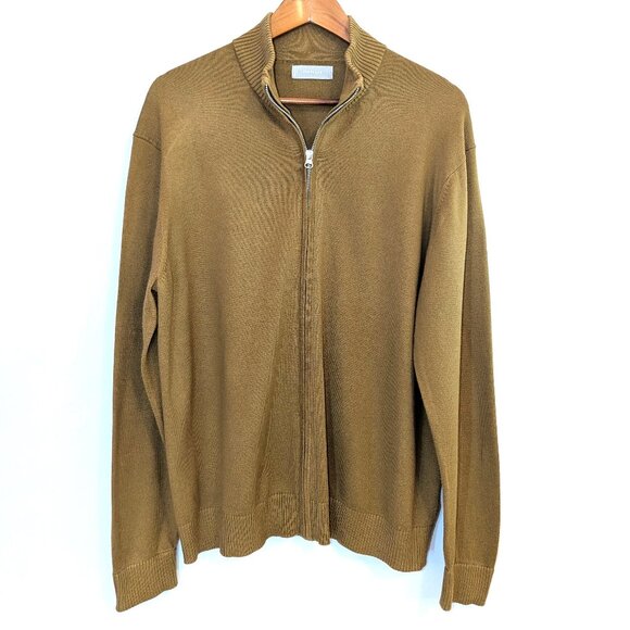 Everlane Men’s | Organic Cotton "No-Sweat Full Zip Sweater" Tapenade Tan | Large - Picture 2 of 11